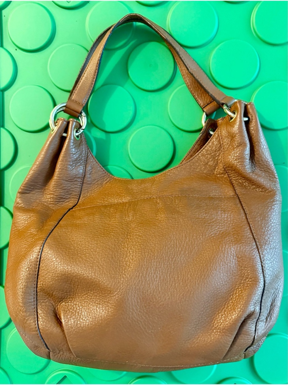 Michael Kors Tan Pebbled Leather Shoulder Hobo with Tassel Charm - Picture 2 of 8